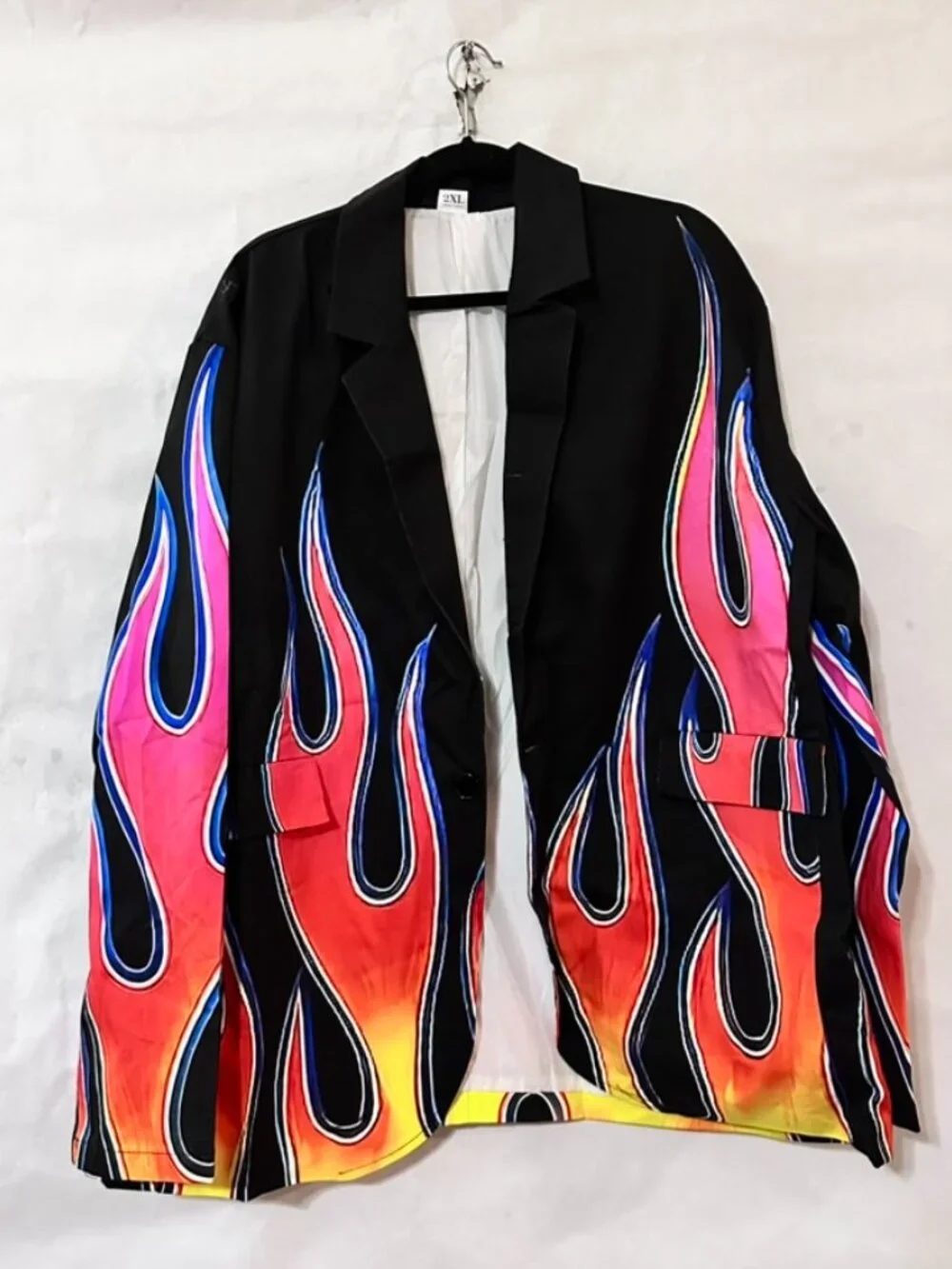 Conceptual Subculture Cotton Blazer Red Flame Hot Rod Size 2x  Biker Sport Coat